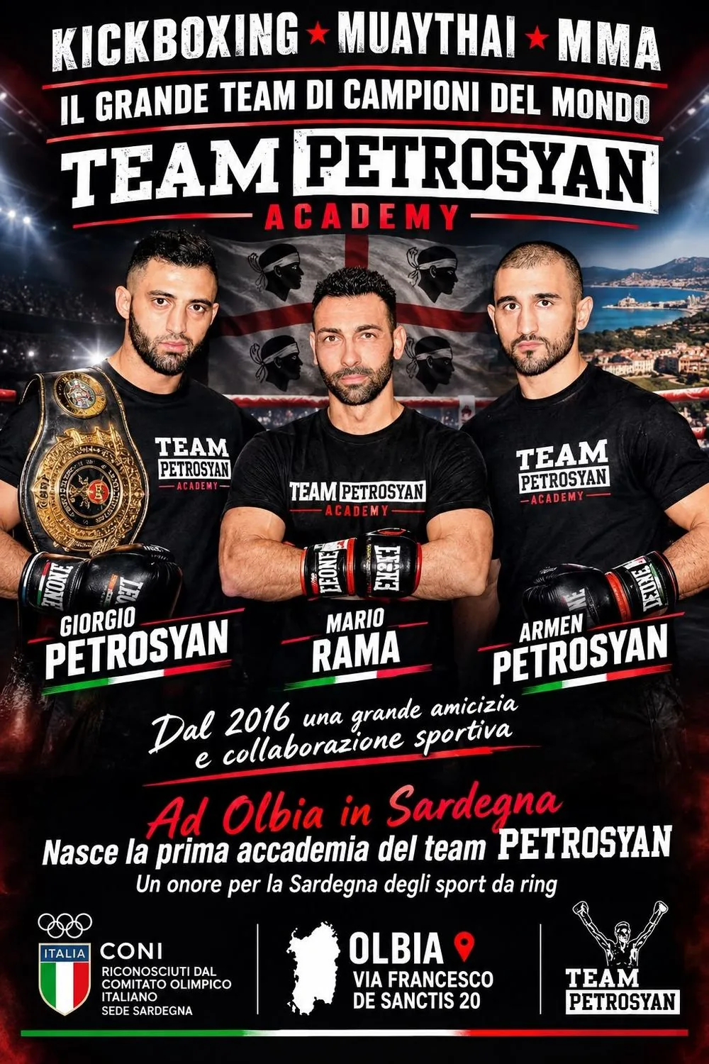 Mario Rama con Giorgio e Armen Petrosyan, collaborazione sportiva dal 2016