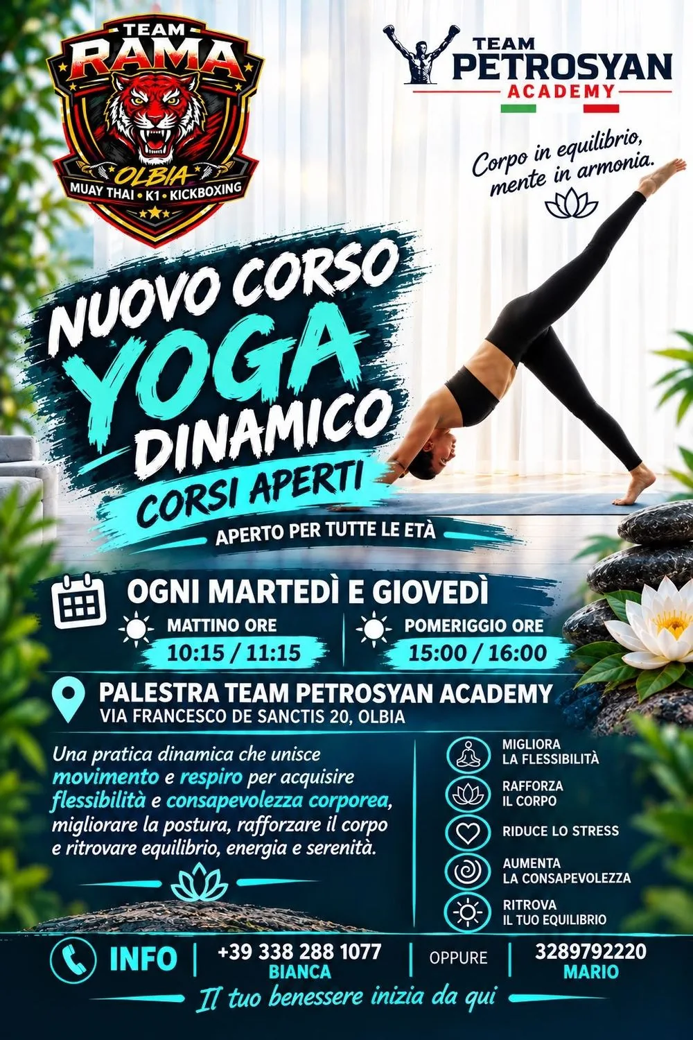 Yoga Dinamico Team Petrosyan Academy Olbia, corsi aperti